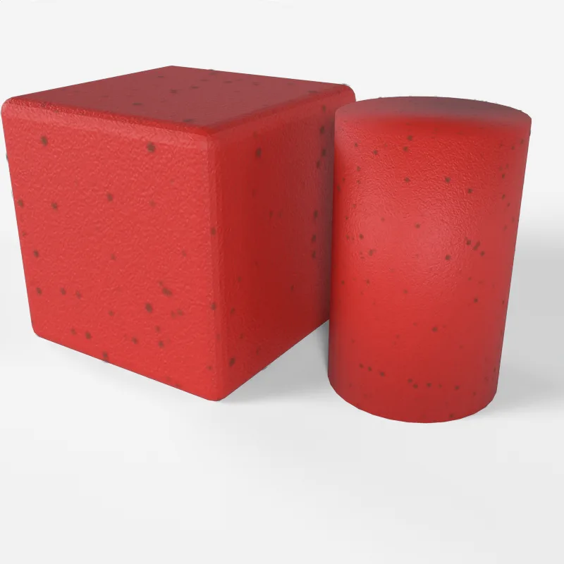 Red powder coat with mud splatter